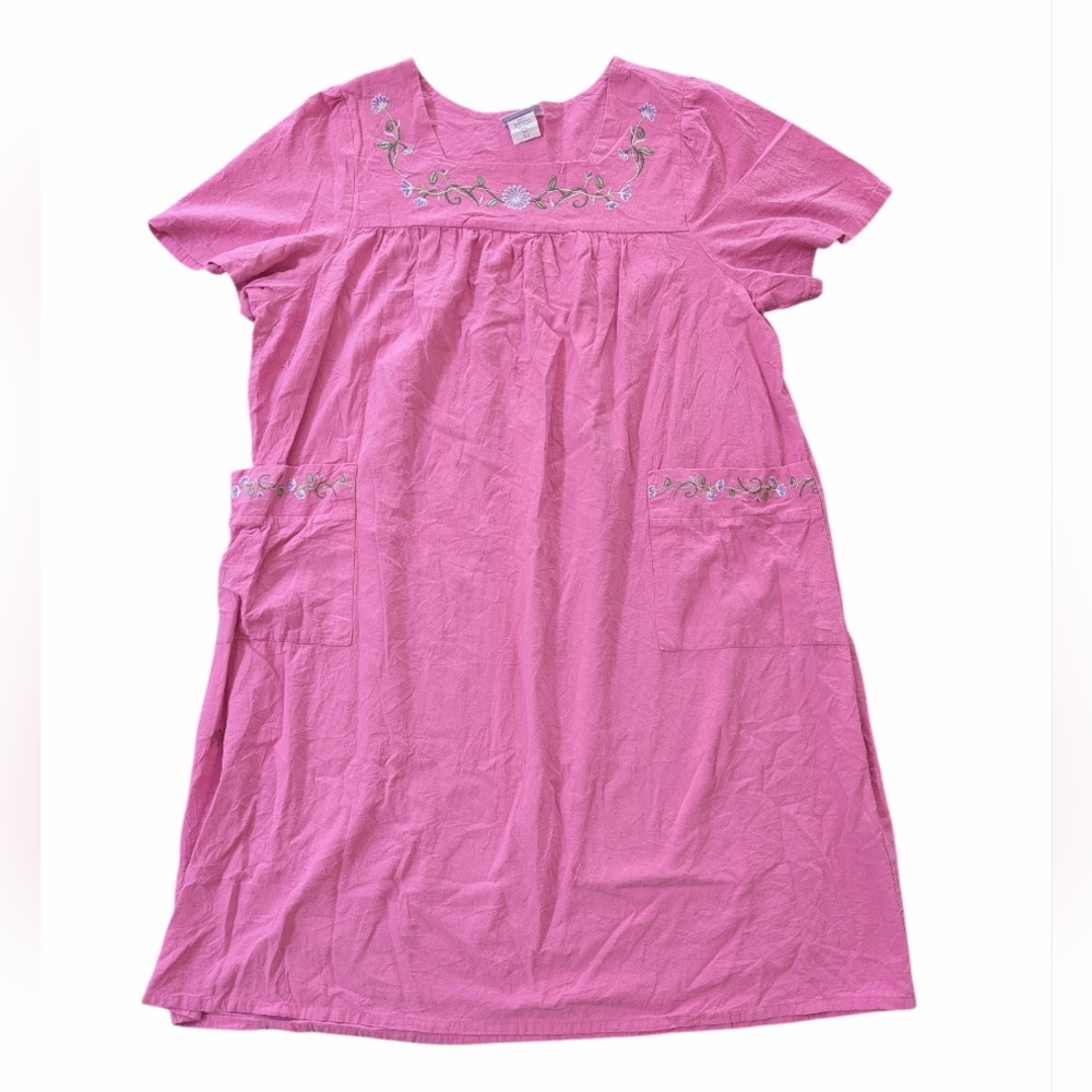 Vintage Blair Pink Embroidered House Dress